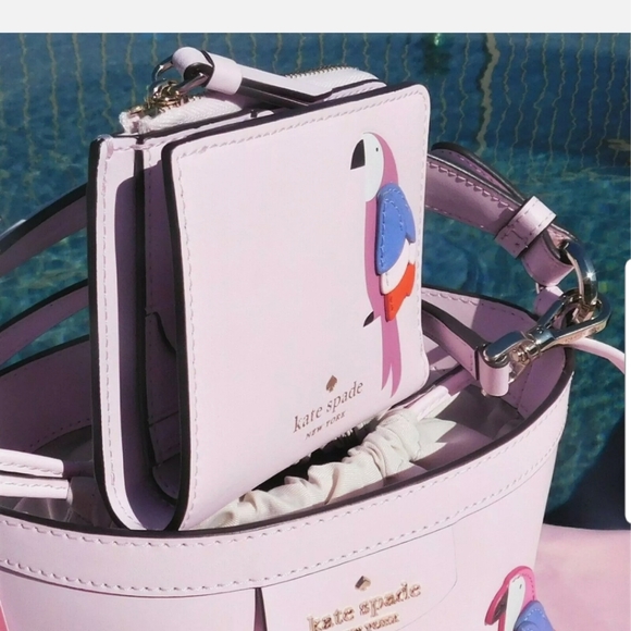 KATE SPADE SMALL I-ZIP BIFOLD WALLET FLOCK PARTY - Picture 5 of 10